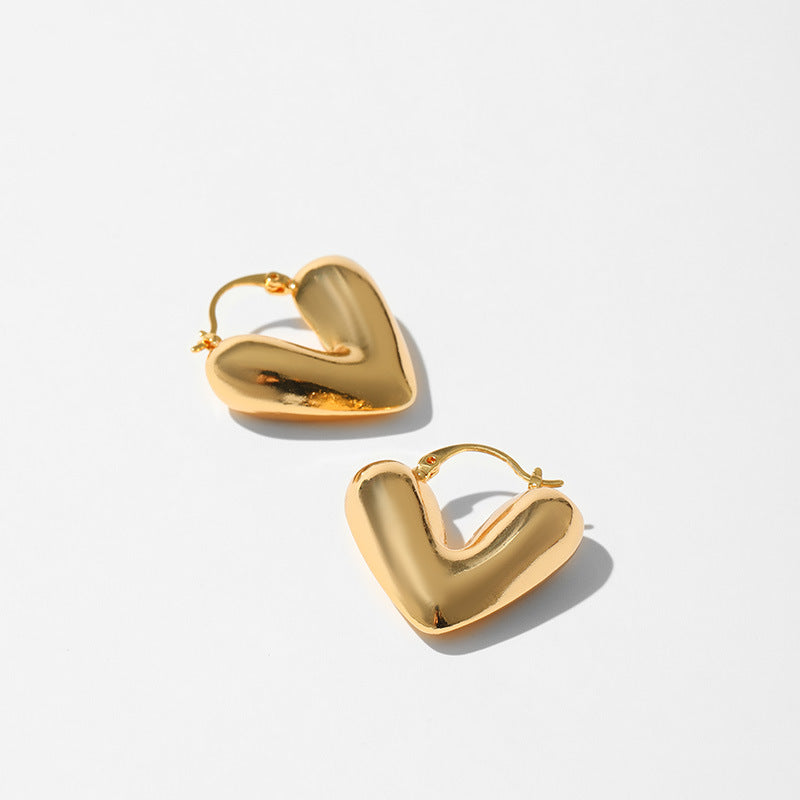 Metal Texture Heart Hoop Earrings