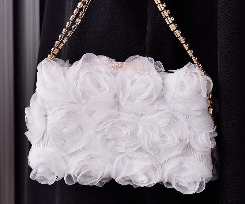 Chic Floral Chiffon Evening Clutch Party Bag