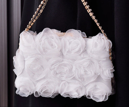 Chic Floral Chiffon Evening Clutch Party Bag