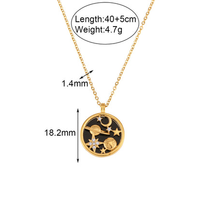 2+ Moon Star Shell Round Pendant Necklaces