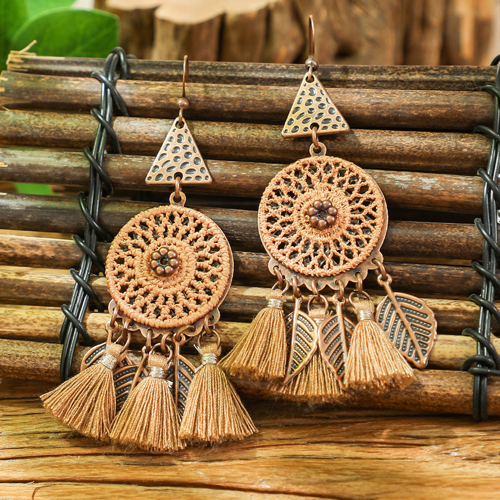 Bohemian Handmade Woven Tassel Earrings Trendy Versatile Jewelry