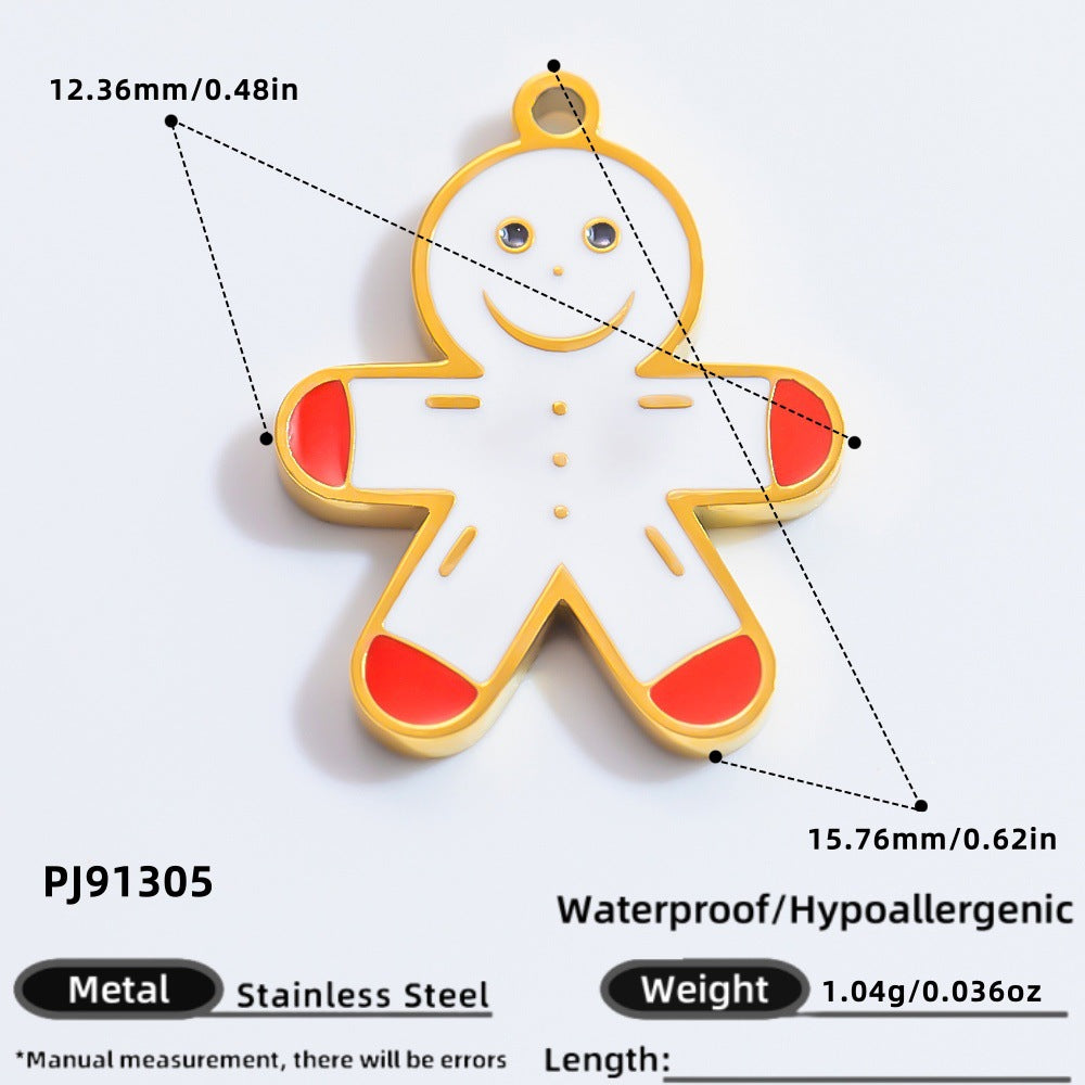 DIY Christmas-Themed 18K Gold-Plated Stainless Steel Pendant Accessories