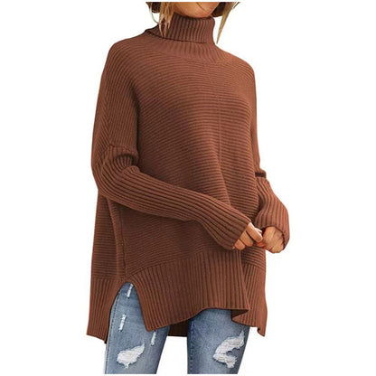 Trendy Turtleneck Batwing Sleeves Knitted Sweater