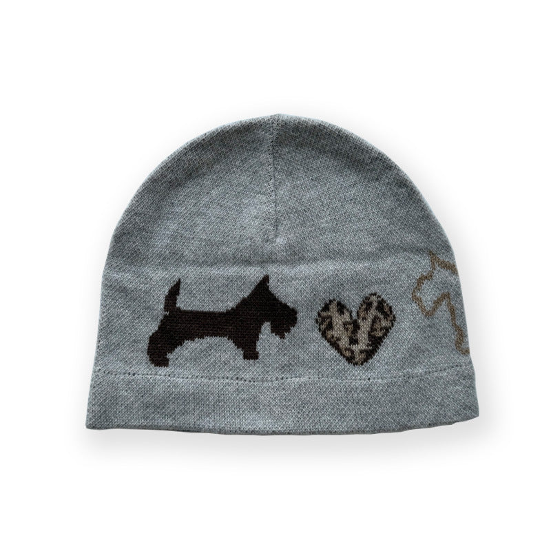 Leopard Heart Knit Wool Blend Beanie Hat