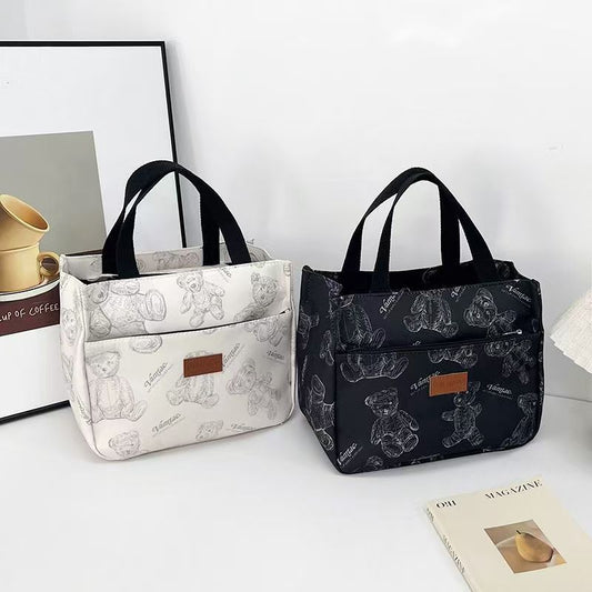 Oxford Cloth Bear Print Tote Bag Large Capacity for Daily Use
