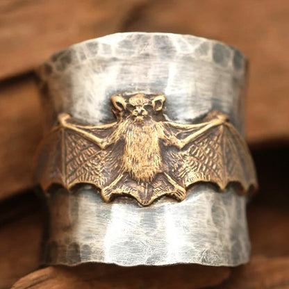 Vintage Statement Ring, Bee, Butterfly Flower, Leaf Embossed Band