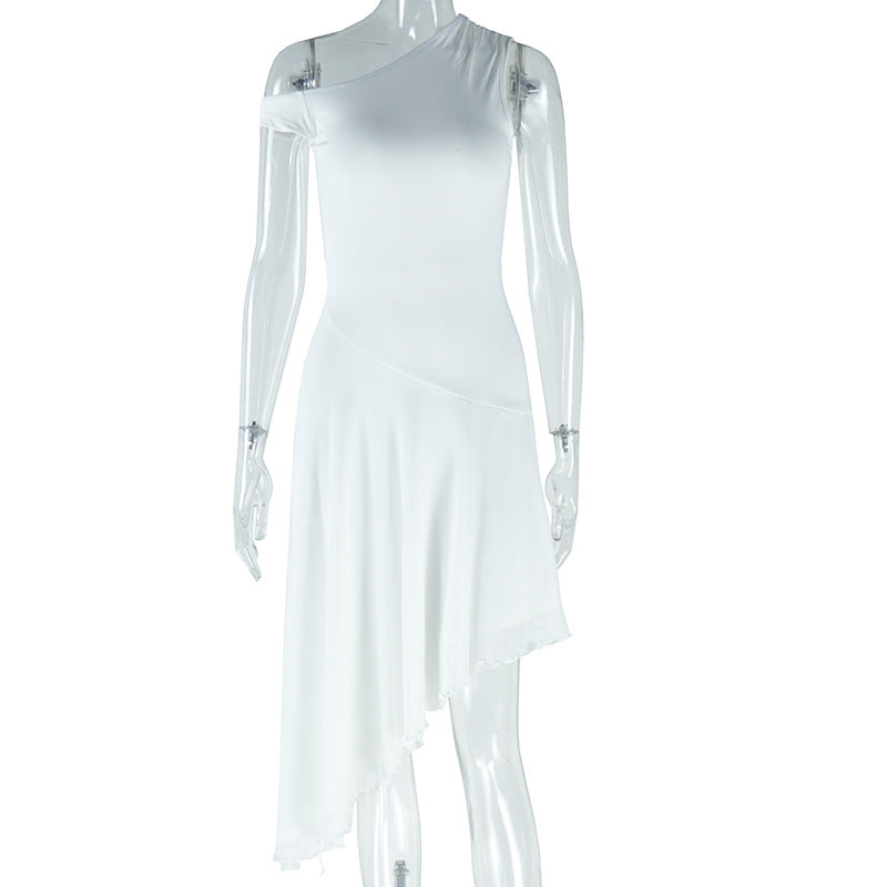 Trendy Solid Color Off-Shoulder Midi Dress