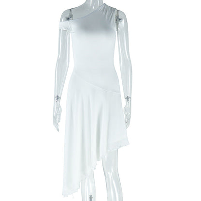 Trendy Solid Color Off-Shoulder Midi Dress
