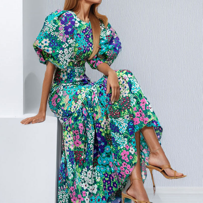 Elegant Printed A-Line Dress Polyester Casual Wear
