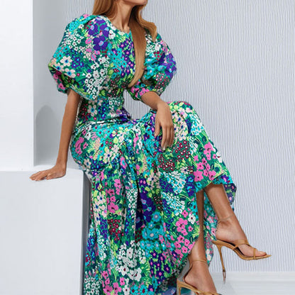 Elegant Printed A-Line Dress Polyester Casual Wear