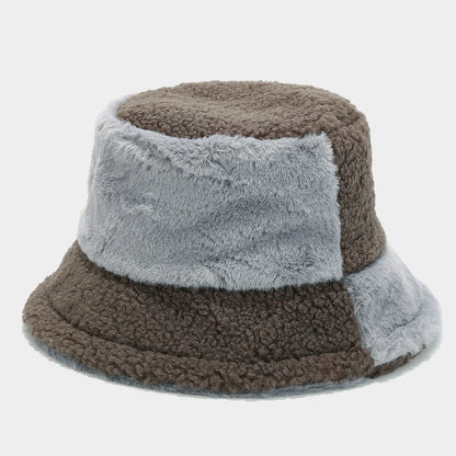 Trendy Color Block Thermal Wool Bucket Hat