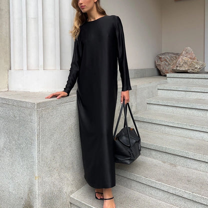 Elegant Long Sleeve Bodycon Satin Dress