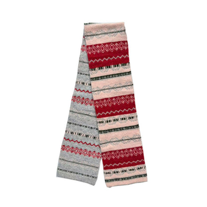 Handmade Fair Isle Vintage Pattern Wool Blend Scarf for Women