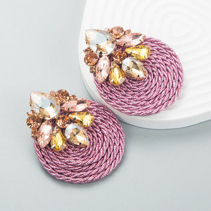 Geometric Rhinestone Glass Earrings Trendy Ins Style