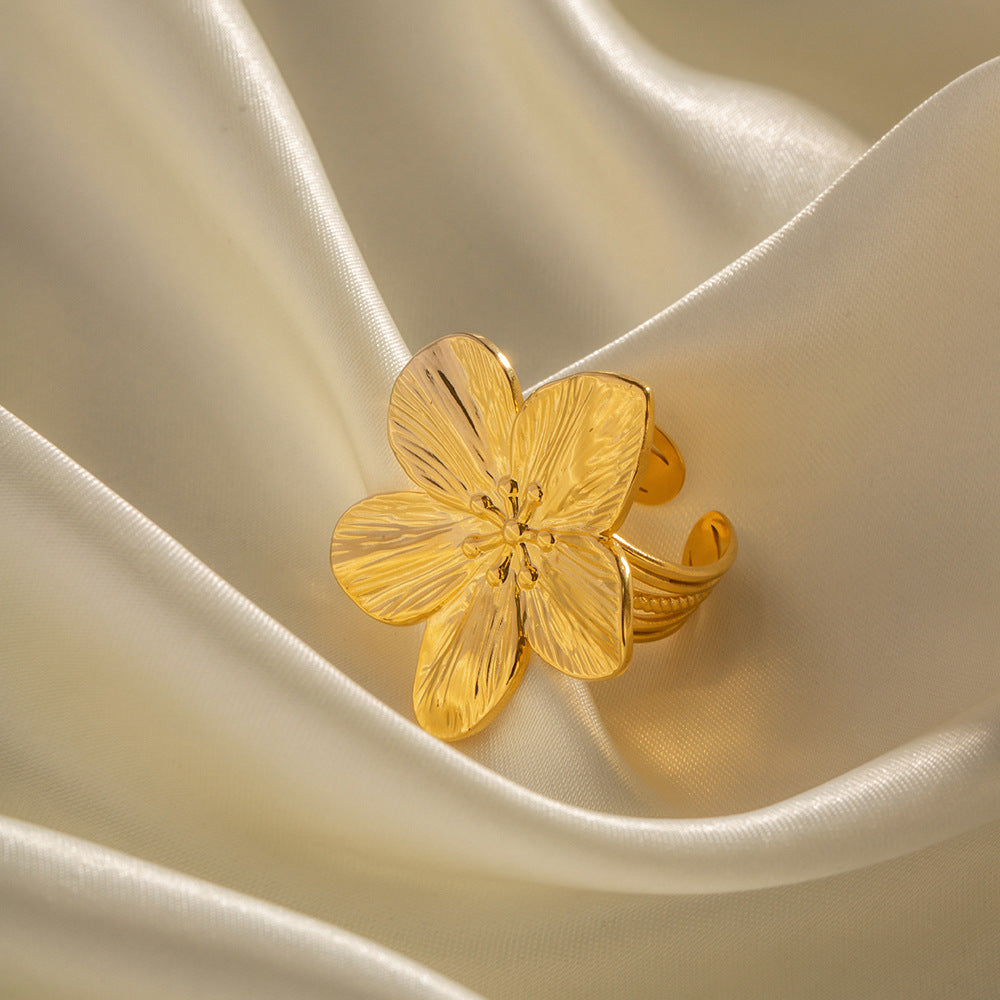 Flower Zircon Adjustable Layered Rings