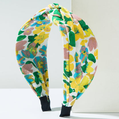 Floral Print Wide Band Fabric Headband for Women Stylish Casual Accessory
