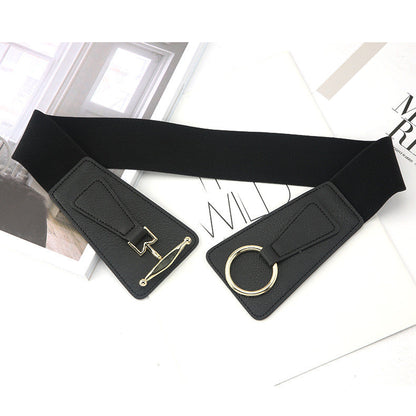 Elegant Stretchy Metal Leather Wide Belt