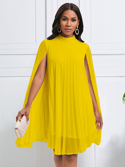 Chic Batwing Sleeve Chiffon Dress For Elegant Occasions