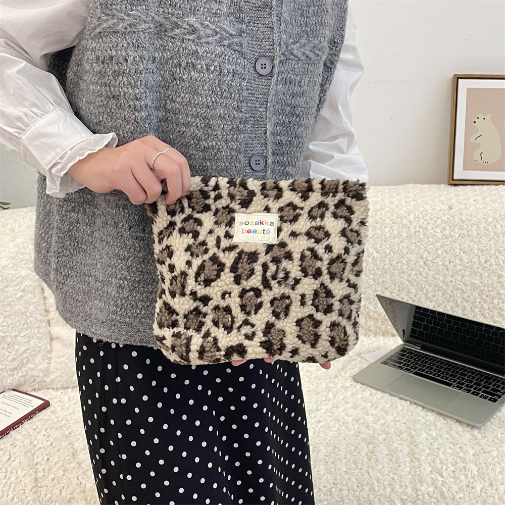 Polka Dot Plushed Large Capacity Make Up Bag