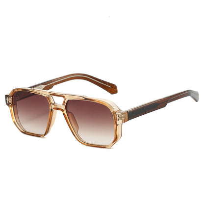 Trendy Pilot Style Sunglasses with Double Bridge and Matte Finish