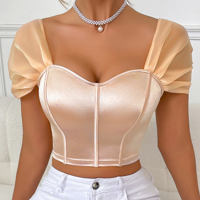 Elegant Shoulderless Satin Crop Top For All Occasions