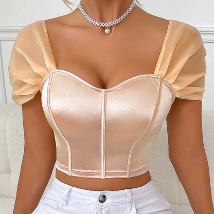 Elegant Shoulderless Satin Crop Top For All Occasions