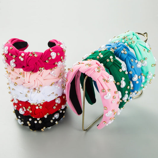 Trendy Heart Shaped Pearl Headband for Women