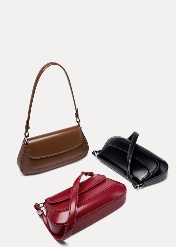 High Grade Leather Shoulder Bag With Dual Flap