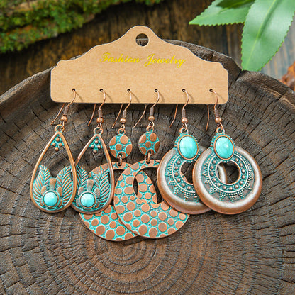 Vintage Bohemian Hollow Geometric Tassel Earrings