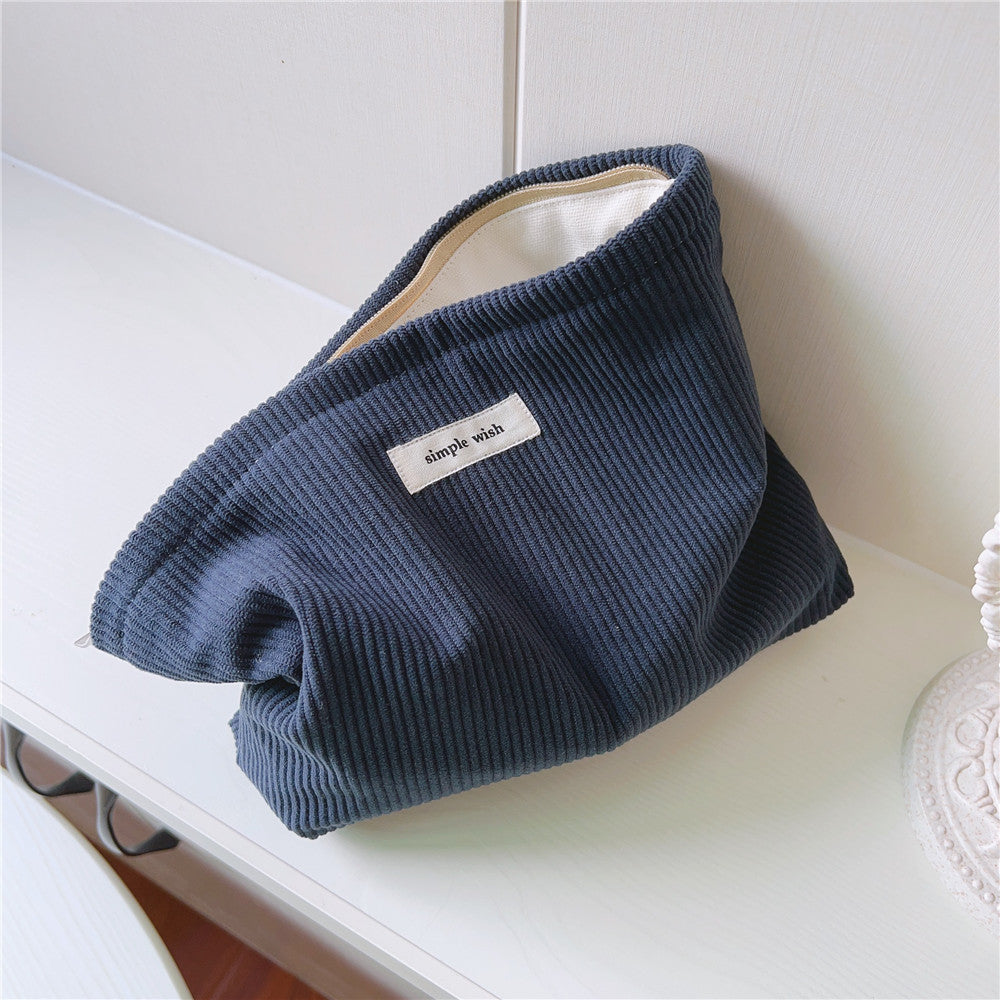 Solid Color Corduroy Simple Makeup Bag