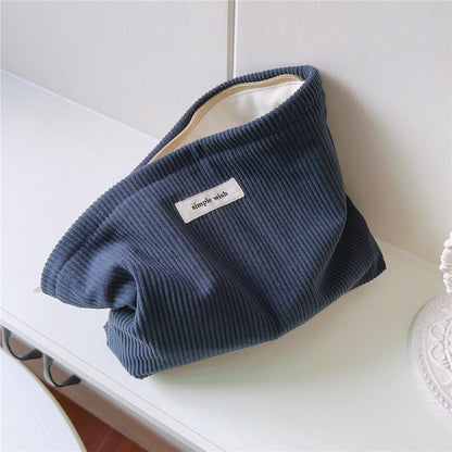 Solid Color Corduroy Simple Makeup Bag