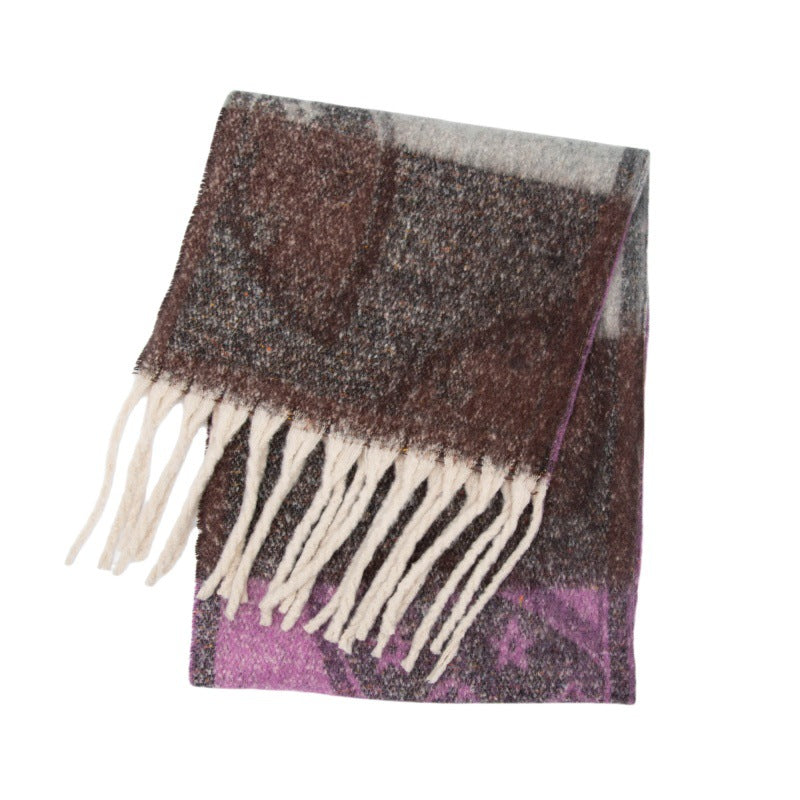 Winter Flower Tassel Thick Warm Scarf