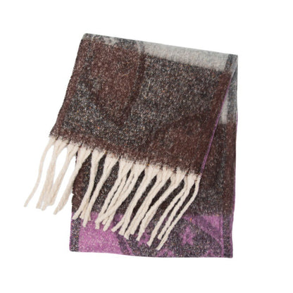 Winter Flower Tassel Thick Warm Scarf