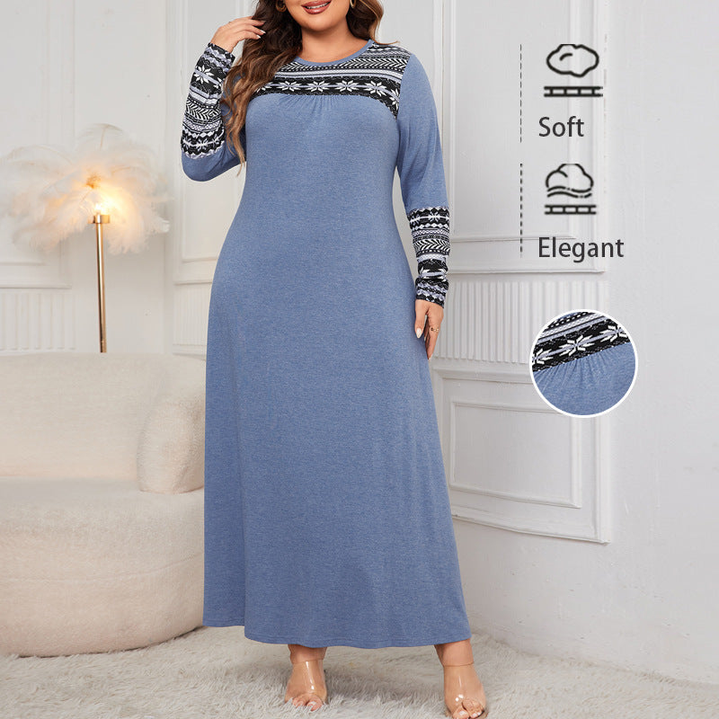 Geometric Print Maxi Dress Trendy Casual Polyester