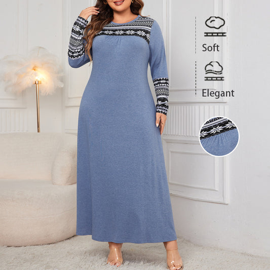 Geometric Print Maxi Dress Trendy Casual Polyester