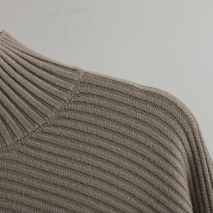 Retro Mock Neck Oversized Pullover Knit Sweater