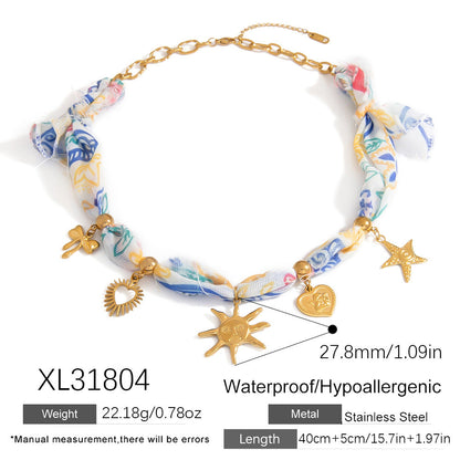 Dopamine Sunflower Pendant Necklace and Bracelet Set - Stainless Steel