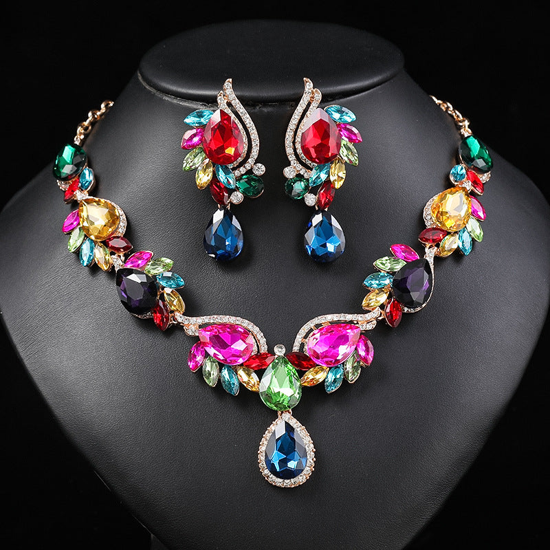 Multicolor Gemstone Necklace Set for Women Elegant Bridal Party Jewelry