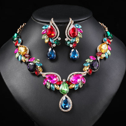 Multicolor Gemstone Necklace Set for Women Elegant Bridal Party Jewelry