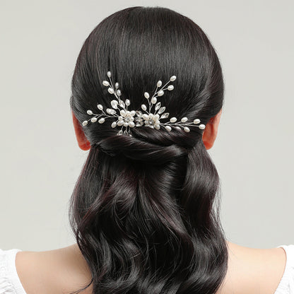 Handmade Pearl Crystal U-Shaped Hairpin Bridal Hair Accessory