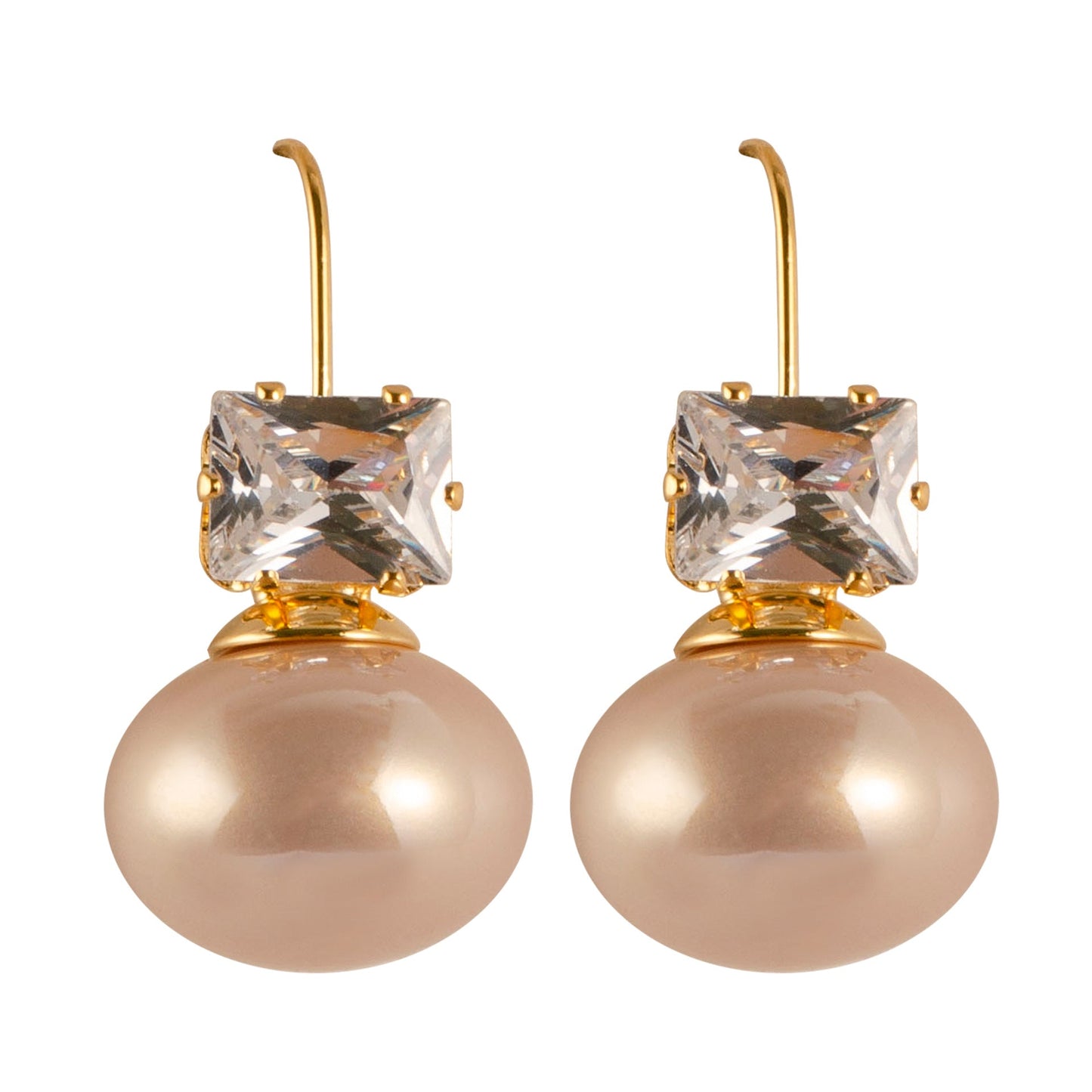 Elegant French-Style Pearl Stud Earrings With Rhinestones