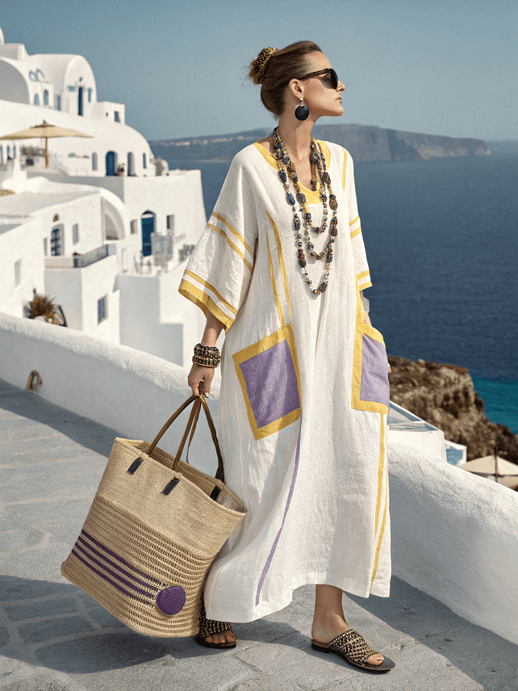 Summer Elegant Large Size Printing Long Pendulum Dress