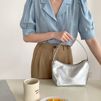 Minimalist Solid Color Leather Shoulder Bag