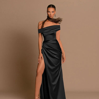 Off-Shoulder Elegant Bodycon Dress with Slit