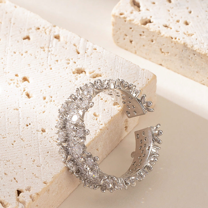 Fashion Adjustable Open Ring With Sparkling Stars