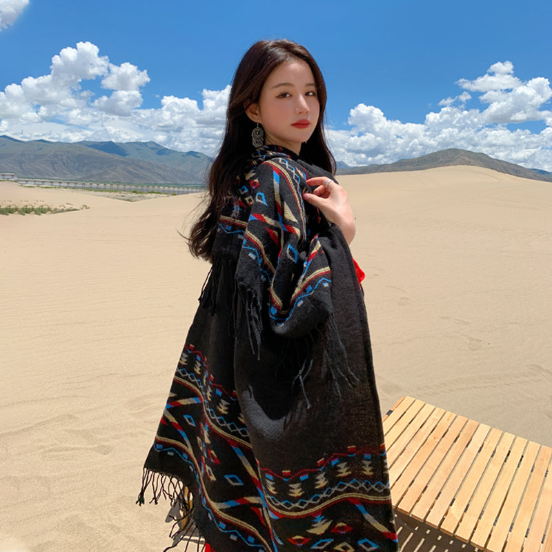 Ethnic Tibetan Shawl Cloak Warm Scarf