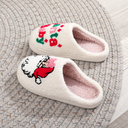 Winter Santa Claus Warm Fleece Indoor Slippers