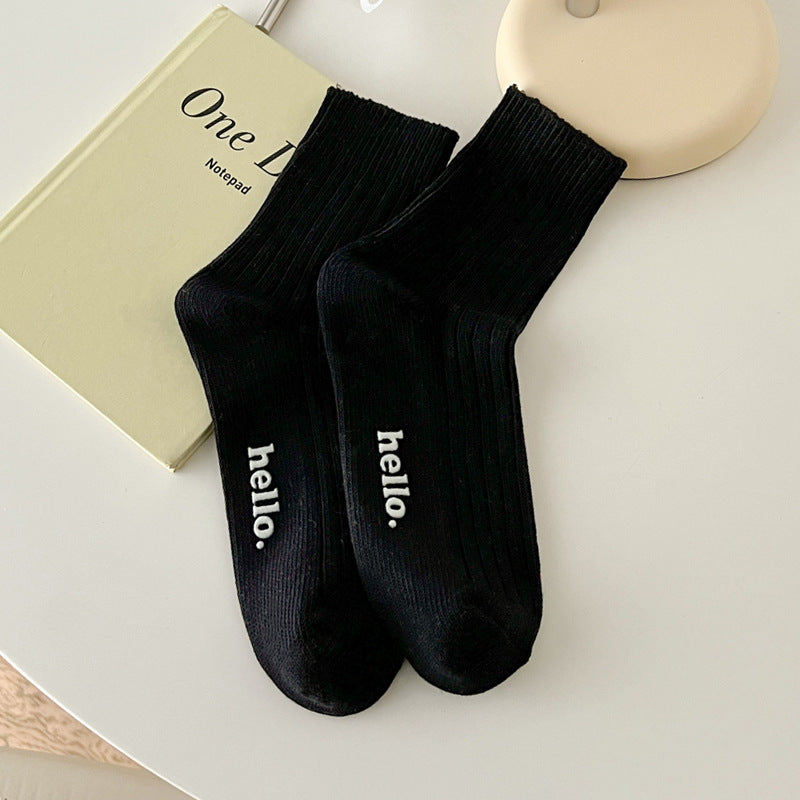 Candy Color Simple Letter Soft Socks