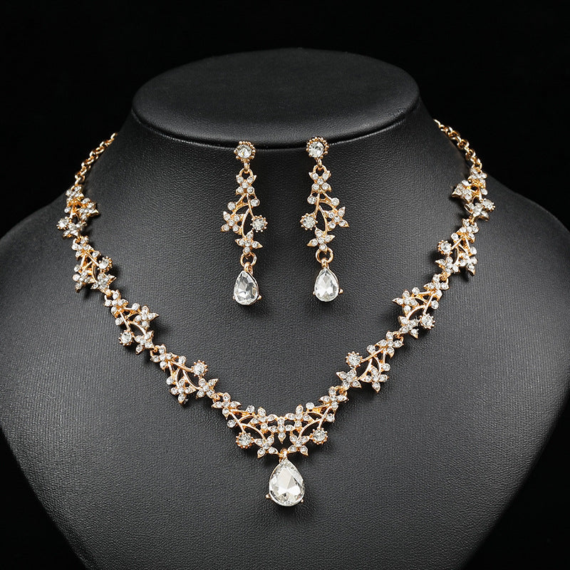 Wedding Necklace And Earring Set With Teardrop Charms