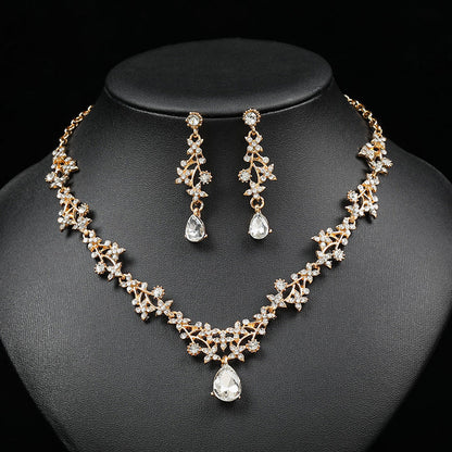 Wedding Necklace And Earring Set With Teardrop Charms